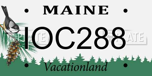 IOC288 Maine License Plate