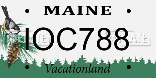 IOC788 Maine License Plate