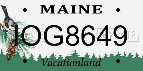 IOG8649 Maine License Plate