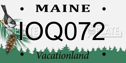IOQ072 Maine License Plate