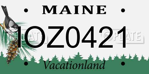 IOZ0421 Maine License Plate