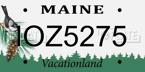 IOZ5275 Maine License Plate