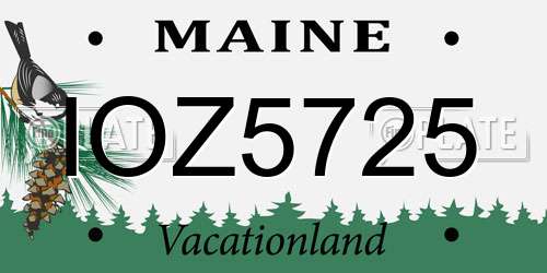 IOZ5725 Maine License Plate