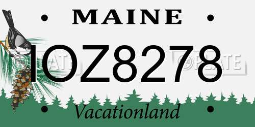 IOZ8278 Maine License Plate