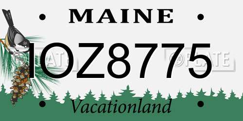 IOZ8775 Maine License Plate