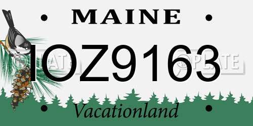 IOZ9163 Maine License Plate