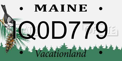 IQ0D779 Maine License Plate