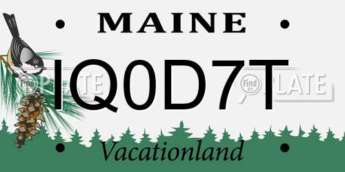 IQ0D7T Maine License Plate