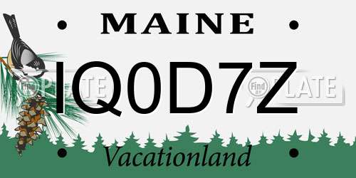 IQ0D7Z Maine License Plate