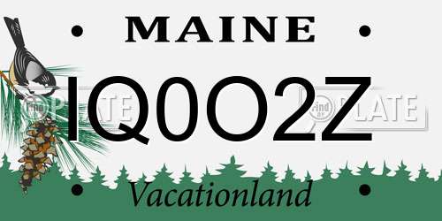 IQ0O2Z Maine License Plate