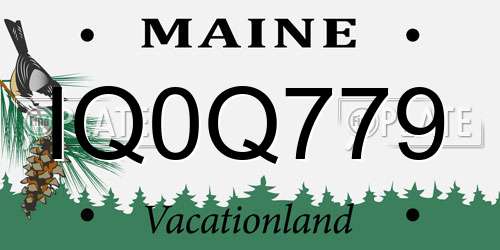 IQ0Q779 Maine License Plate