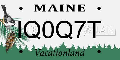 IQ0Q7T Maine License Plate