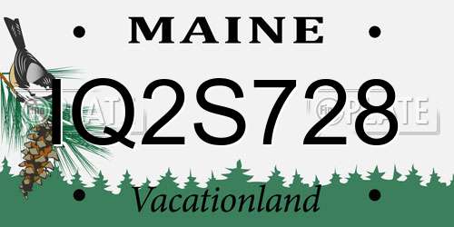 IQ2S728 Maine License Plate