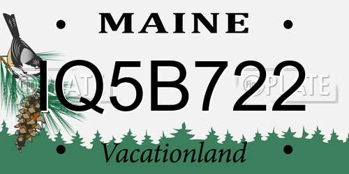 IQ5B722 Maine License Plate