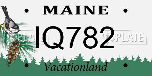 IQ782 Maine License Plate