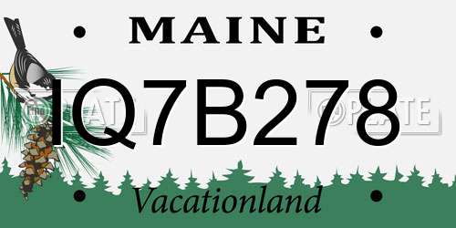 IQ7B278 Maine License Plate