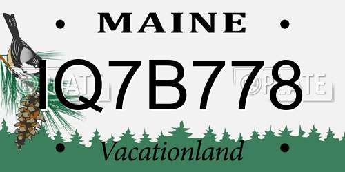 IQ7B778 Maine License Plate