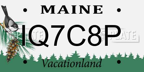 IQ7C8P Maine License Plate