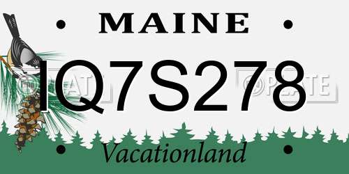 IQ7S278 Maine License Plate