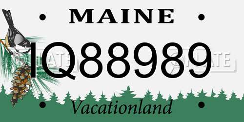 IQ88989 Maine License Plate