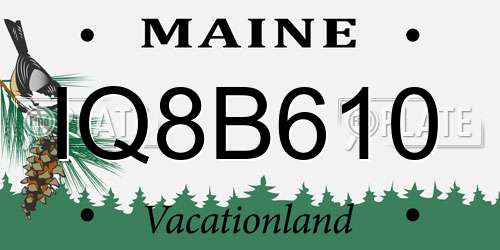 IQ8B610 Maine License Plate