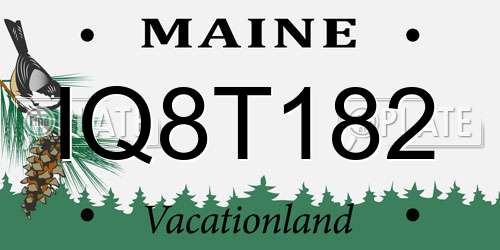 IQ8T182 Maine License Plate