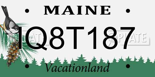 IQ8T187 Maine License Plate