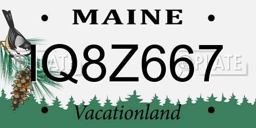 IQ8Z667 Maine License Plate