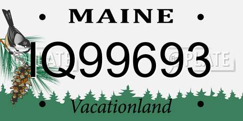 IQ99693 Maine License Plate