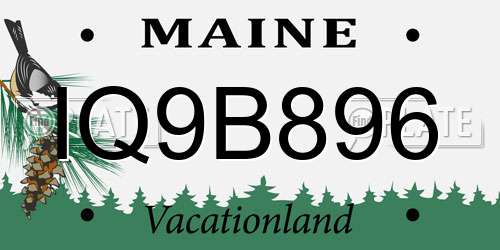 IQ9B896 Maine License Plate