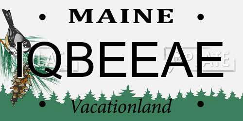 IQBEEAE Maine License Plate