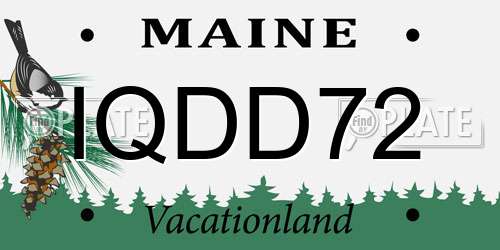 IQDD72 Maine License Plate