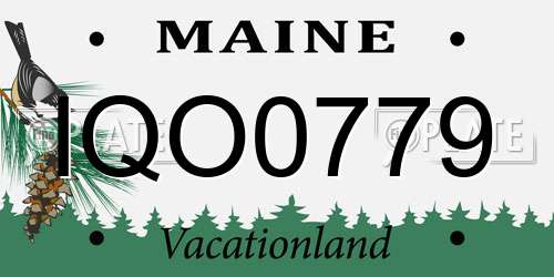 IQO0779 Maine License Plate