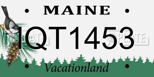 IQT1453 Maine License Plate