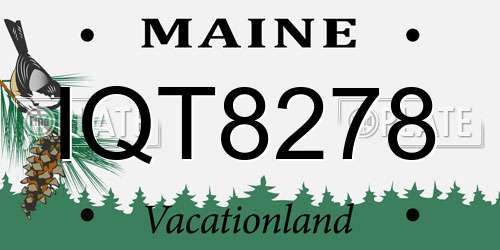 IQT8278 Maine License Plate