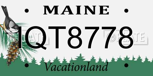 IQT8778 Maine License Plate