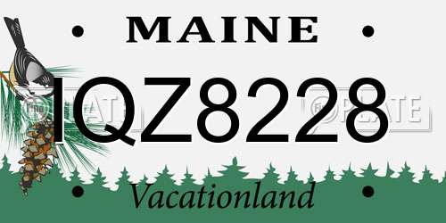 IQZ8228 Maine License Plate