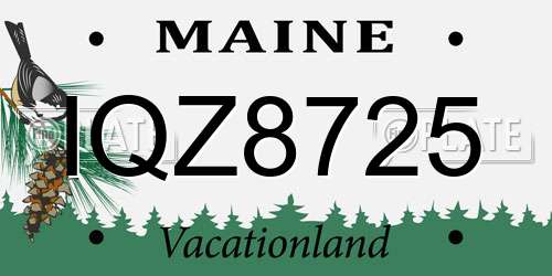 IQZ8725 Maine License Plate