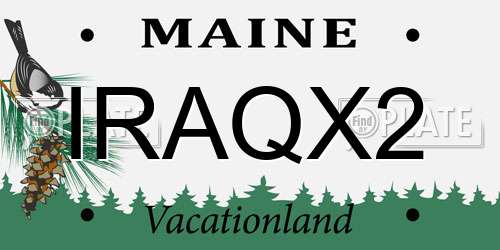 IRAQX2 Maine License Plate