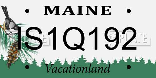 IS1Q192 Maine License Plate