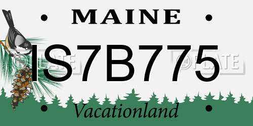 IS7B775 Maine License Plate