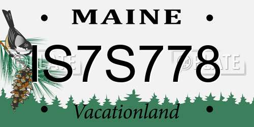 IS7S778 Maine License Plate