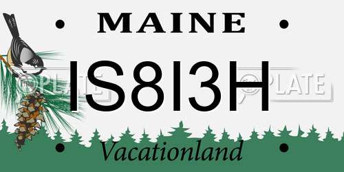 IS8I3H Maine License Plate
