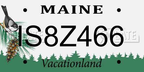 IS8Z466 Maine License Plate