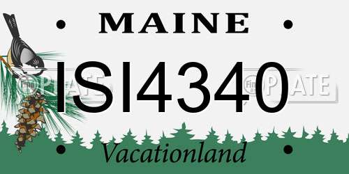 ISI4340 Maine License Plate