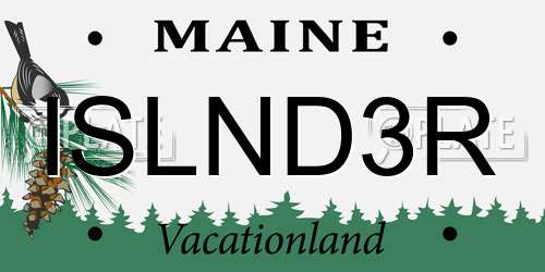 ISLND3R Maine License Plate