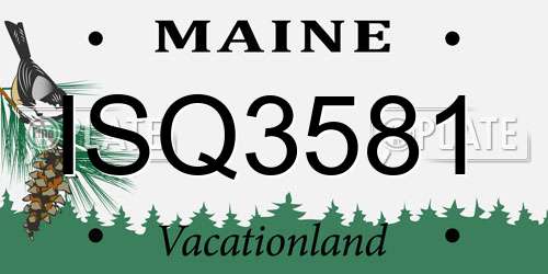 ISQ3581 Maine License Plate