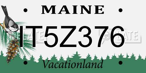 IT5Z376 Maine License Plate