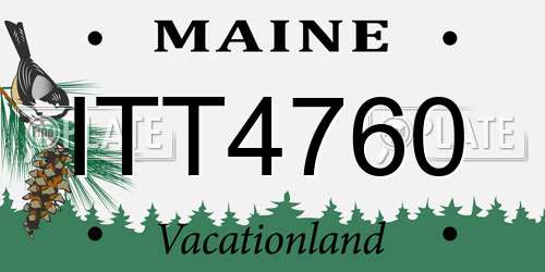 ITT4760 Maine License Plate