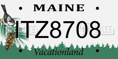 ITZ8708 Maine License Plate